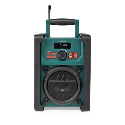 Produktbild von Nedis DAB+ Radio - Baustellenradio - DAB+ / FM - 2.20 " - Scharz-weiß Monitor - Batteriebetrieben / Netzstromversorgung - Digital - 15 W - Bluetooth - Weckerfunktion - Sleep Timer - IP65 - Griff