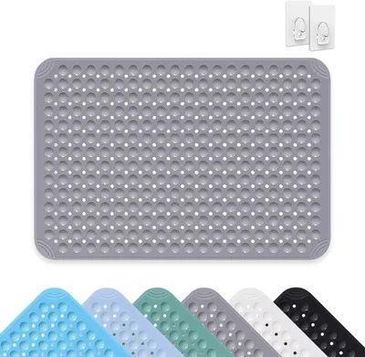 Obrázok produktu pre Sprchová podložka 60 x 90 cm, PVC, s prísavkami, sivá, pre sprchu