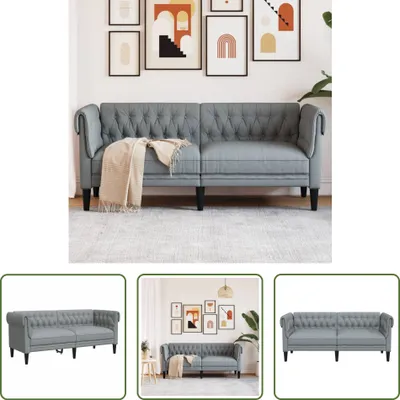 Produktbild von The Living Store Chesterfield-Sofa 2-Sitzer Hellgrau Stoff