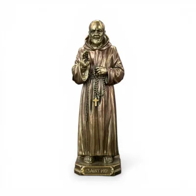 Image de Statue Padre Pio – Statue Veronese Saint Padre Pio de Pietrelcina Aspect bronze Peinte à la main Sculpture religieuse Décoration Cadeau WU78283B4