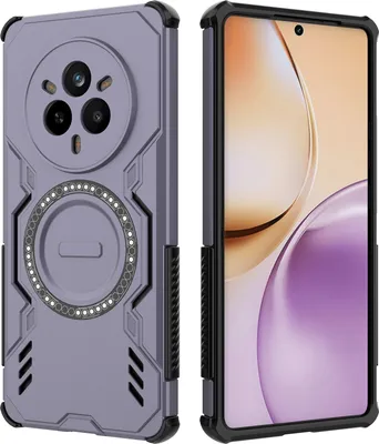 Produktbild von Magnetisch Hülle für Realme 14 Pro, Hybrid PC TPU Bumper Stoßfestes Loch Wärmeableitung Handyhülle Lila