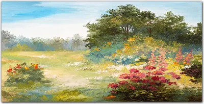 Produktbild von Coloray Bild aus Leinwand 100x50 Leinwand Dekoration - Blumen Waldlandschaft