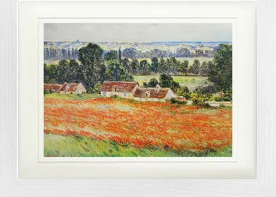 Produktbild von Claude Monet Gerahmtes Bild Mit Edlem Passepartout | Wand-Bilder | Im Bilderrahmen - Mohnblumenfeld Bei Giverny, 1885 (30 x 40 cm)