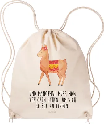 Produktbild von Mr. & Mrs. Panda Sportbeutel Alpaka Stolz - Transparent - Geschenk, Turnbeutel, Jutebeutel, Stoffbeutel, wander rucksack, sporttasche klein, Lama, gym