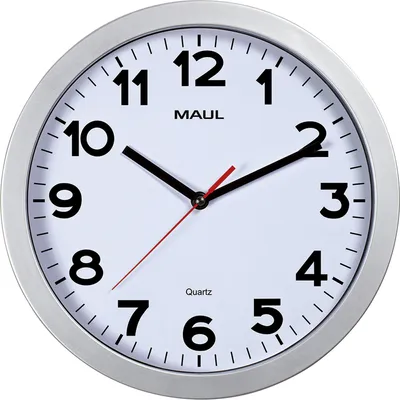 Image de MAUL Horloge murale MAULstep Ø 30 x 5 cm plastique 1 x AA (1.5 V) argenté
