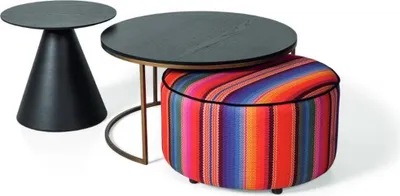 Produktbild von Designer Wohnzimmer set 3tlg. Luxur 2x Couchtisch und Hocker holz möbel