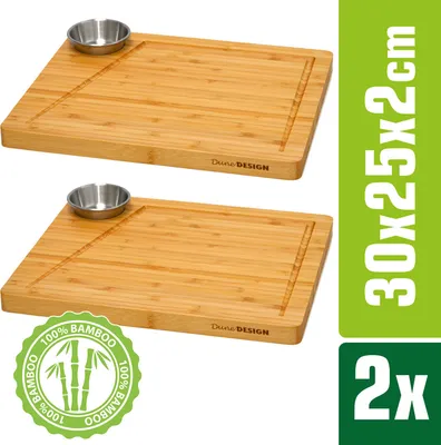 Zdjęcie produktu dla zestaw 2 desek do serwowania + miska do dipów 30x25cm Drewniany talerz do steków Talerz jadalny