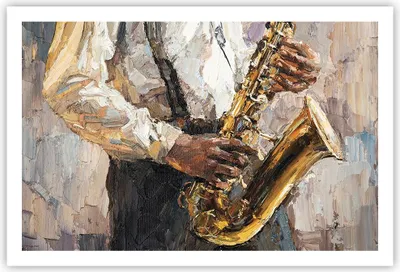Produktbild von Poster - Poster ohne Rahmen - Saxophon Öl Musiker - 91,5x61 cm - Wand Bild - Wanddeko - Wandbilder - Kunstposter - Wandposter - Bilder - Kunstdruck - Wanddekoration - Wandbild - P2XAA91x61-4808