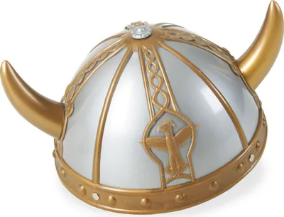 Produktbild von Wikinger Helm Klein Grau Gold mit Hörner Karneval Fasching Party Cosplay Gr. 56