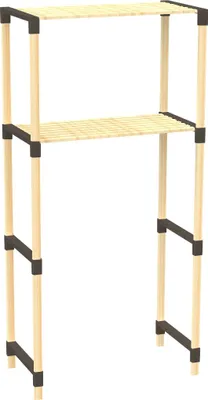 Produktbild von FixWood 2-lagiges Waschmaschinenregal – Schwarz – Holzregal für Waschmaschine – Platzsparendes Badezimmerregal 127 cm – Buche-Optik – 33 x 66 x 127 cm (