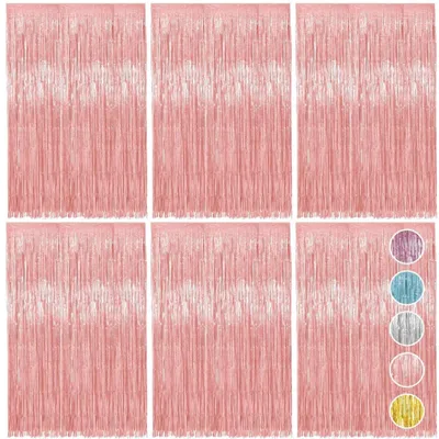 Image de Rideau scintillant rose doré – Décoration en franges métallisées, 1x2 mètres, pour fêtes