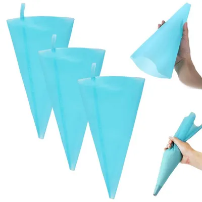 Image de Sacs de pulvérisation réutilisables, 3 pièces, 30 cm, en silicone, pour la décoration de gâteaux