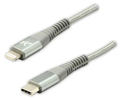 Immagine prodotto di Cavo USB Logo (2.0) USB C maschio - Apple Lightning maschio 1m argento MFi, 5V/3A nyl