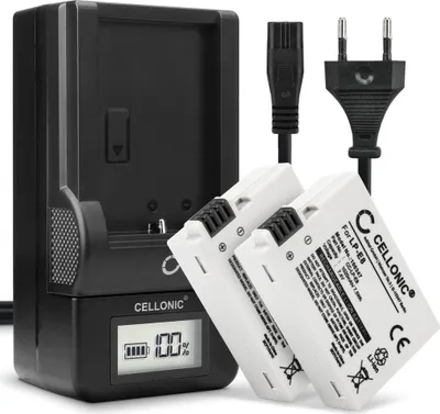 Produktbild von CELLONIC 2x Akku für Kamera Kompatibel mit Canon EOS 600D, EOS 550D, EOS 700D, LP-E8 - (1020mAh, 7.4V) + Ladegerät