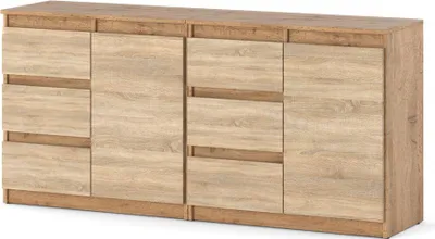 Zdjęcie produktu dla Komoda Duża Drewniana 6 Szuflad Szafka Na Ubrania 160Cm Dąb Wotan Sonoma