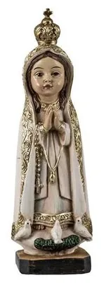 Madonna von Fatima Figur, Harz, handbemalt, 4x4x13 cm