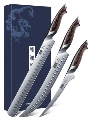 Immagine prodotto di Set di coltelli per affettare prosciutto HOSHANHO, 3 pezzi – Set professionale per affettare – Set da 3 pezzi