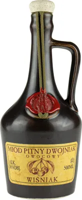 Produktbild von Wiśniak Dwójniak-Honig (Halber) im Steinzeuggefäß | Met Honigwein Metwein Honigmet | 500 ml | 16% Alkohol | Polnische Produktion | Geschenkidee | 18+