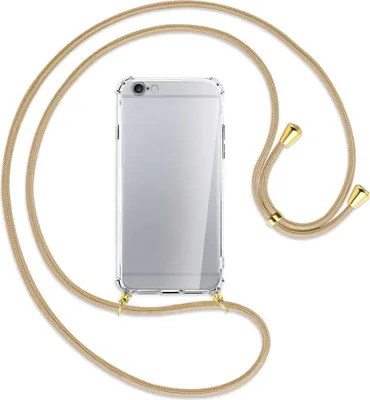 Produktbild von Handykette Backcover-Schutzhülle mit Band (Metall goldfarben) für Apple iPhone 6 / 6S - caramel