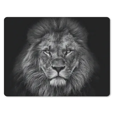 Produktbild von MuchoWow® Mauspad Mousepad Löwe - Tiere - Schwarz - Weiß 40x30 cm - Mousepads - Maus Mat - Pad - Mausunterlage - Anti Rutsch