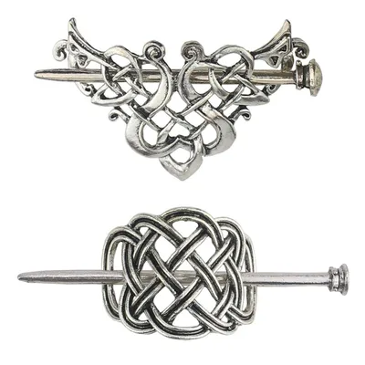 Produktbild von 2 Stück silberne keltische Haarkarte Haarspange Haarschmuck Haarspange, kreative Haarklammer minimalistische Haarkralle Haarspange Damenhaarschmuck (Stil C H)