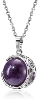 Produktbild von Halskette mit Kugelanhänger Amethyst/Rosenquarz/Bergkristall 18mm 60cm