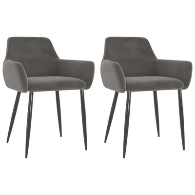 Image de Chaises à manger lot de 2 Gris foncé Velours