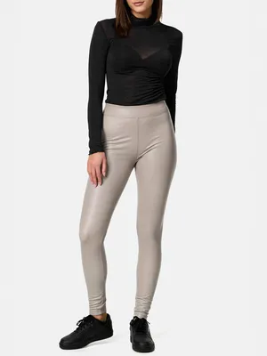 Produktbild von NUR DIE Vegane Leggings in Leder-Optik - Relax & Go - taupe - Größe 36-38