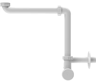Produktbild von Hutterer & Lechner HL137N/30 Raumspar-Möbelsiphon Waschtischsiphon mit Reinigungseinsatz, drehbarem Abgangsbogen, Rosette, 5/4"x32 mm PP, weiß