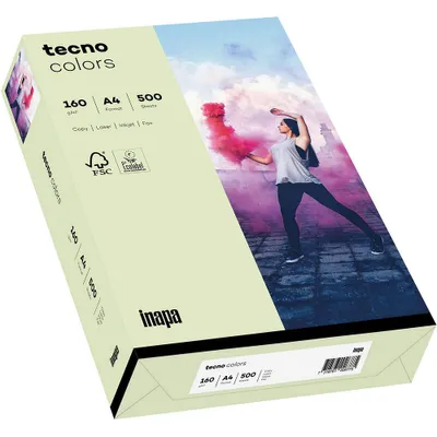 Produktbild von inapa 2100011370 Multifunktionspapier tecno® colors - A4, 160 g/qm, pastellhellgrün, 250 Blatt