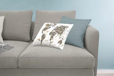 Produktbild von MuchoWow® Zierkissen Sofakissen Wohnzimmer Dekokissen 60x40 cm Weltkarte - Grau - Tiere - Kopfkissen - Polster mit Foto