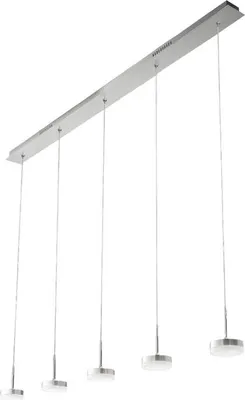 Produktbild von Fabas Luce Dunk 5-flammige Pendelleuchte - 40 W dimmbare LED - Lineares Design aus gebürstetem Aluminium