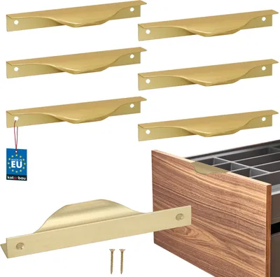 Obrázek produktu pro KOTARBAU® Sada 6 nábytkových úchytek Nábytkové úchytky Skříňové úchytky 128 / 148 mm ZnAl kuchyňské úchytky Zlaté úchytky Nábytková dvířka Profilová úchytka Úchytky na dveře Kuchyňské zásuvky Úchytky pro kuchyňské skříňky Moderní