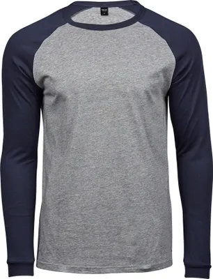 Immagine prodotto di Maglietta da baseball Tee Jays da uomo, manica lunga PC3419 (XL) (grigio screziato/blu navy)