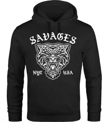 Produktbild von Hoodie Herren Tiger Vintage Print Kapuzen-Pullover Männer Neverless® schwarz L