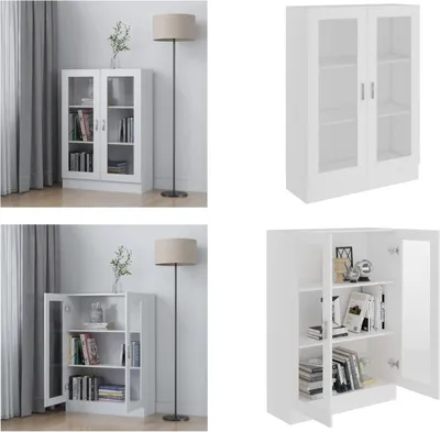 Produktbild von vidaXL Vitrinenschrank Weiß 82,5x30,5x115 cm Holzwerkstoff - Vitrinenschrank - Vitrinenschränke - Bücherschrank - Bücherschränke