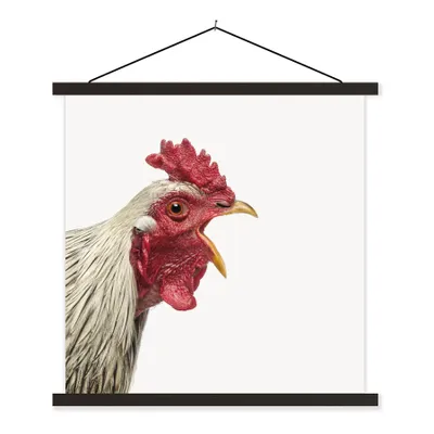 Produktbild von MuchoWow® Textilposter Hahn - Tiere - Bauernhoftiere - Jungen - Kinder - Mädchen 90x90 cm mit schwarzem Rahmen - Magnetisches