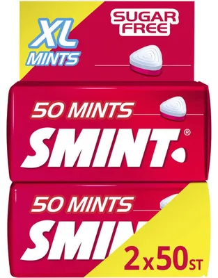 Produktbild von Smint Aardbei XL zuckerfreie Minzbonbons, 2er Pack, 70 g