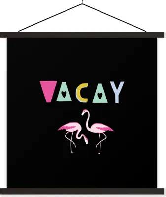 Produktbild von MuchoWow® Textilposter Sommer - Flamingo - Schwarz 40x40 cm mit schwarzem Rahmen - Fotos