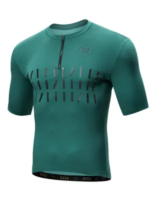 Produktbild von ROCKBROS Herren Fahrradtrikot Kurzarm Schnelltrocknend Jersey mit 3 Rückentaschen Radtrikot für MTB Dunkelgrün EU Größe L