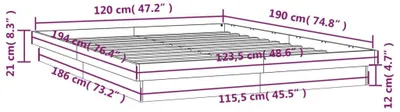 Produktbild von vidaXL Massivholzbett mit LEDs 120x190 cm