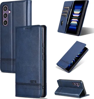 Immagine prodotto di Custodia in pelle per Samsung Galaxy A36 5G, custodia pieghevole a portafoglio con chiusura magnetica e supporto blu