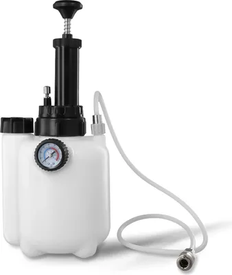 Immagine prodotto di Set per lo spurgo dei freni dell'auto - Spurgatore a pressione - Serbatoio da 3 l - Aspiratore per liquido freni da 1 l - Tappo adattatore da 85 mm - Per impianti frenanti