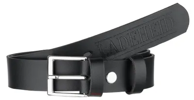 Produktbild von Ladeheid Kinder Gürtel Ledergürtel 2,5 cm Breit K1D5 (Schwarz-1 /Logo-2, 65 cm)