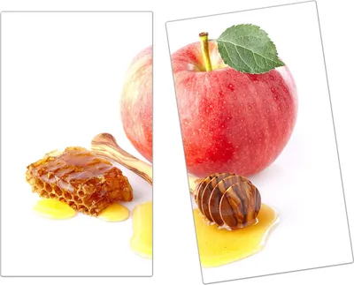 Produktbild von Spritzschutz Herdabdeckplatte Schneidebrett aus Glas Apfel und Honig 2-Teilig (60x52cm)