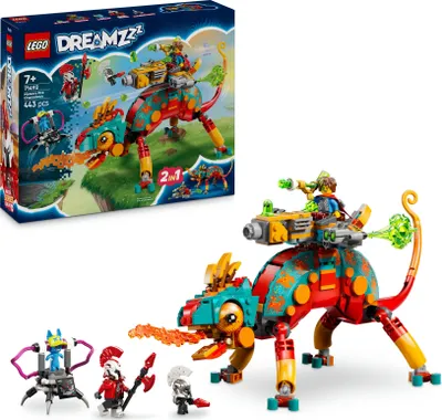 Produktbild von LEGO DREAMZzz 2-in-1 Mateos Feuer-Chamäleon - Fantasy-Tierfigur umbaubar in Spielzeug-Jet & Mech - Set für Jungen & Mädchen ab 7 Jahren inkl. 2 Minifiguren - Geschenkidee - 71492