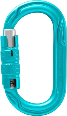 Oval Power 2500 Triple von Edelrid; türkisfarbener Verschlußkarabiner für Klettern.