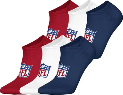 Produktbild von Huddle Uni Freizeitsocken NFL Shield Sneaker 6-Pack BLU/WHT/RED - Größe 43-46