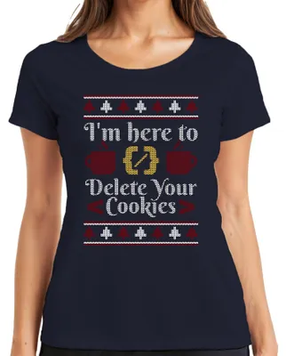 Zdjęcie produktu dla Komputerowiec Ciasteczka Świąteczne Powiedzenie - Brzydki Sweter Świąteczny Prezent Damski T-Shirt, Granatowy, XL