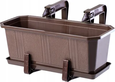 Zdjęcie produktu dla KADAX Donica Balkonowa + Podstawka Uchwyty 40cm Brąz
